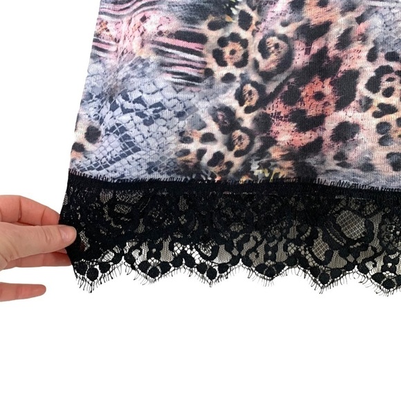 ASOS Y2K 90’s Funky Wild Lace Animal Print Leopard Zebra T-Shirt size 4 - Picture 5 of 15